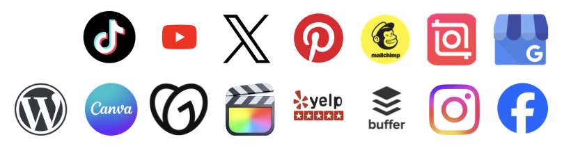 Tools — WordPress, TikTok, YouTube, X, Pinterest, Canva, Buffer, Instagram, Facebook